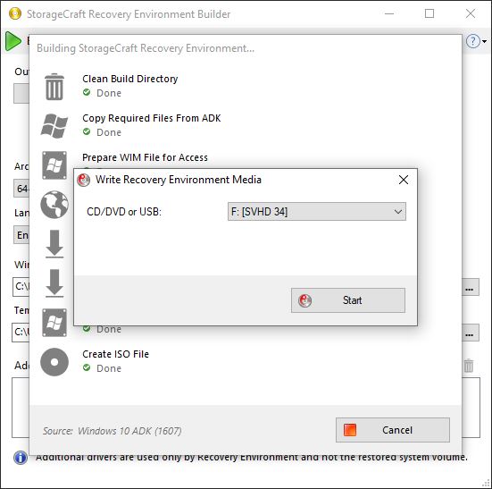 Creating a StorageCraft Recovery Environment for Windows